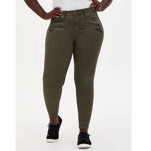 NWT TORRID Olive Sky High Zippers Skinny Jean